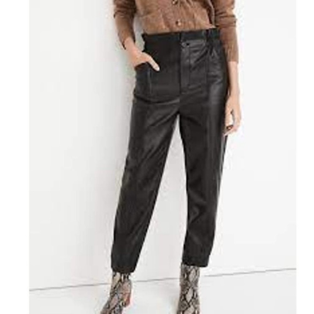 Madewell vegan leather pull on paper bag pants